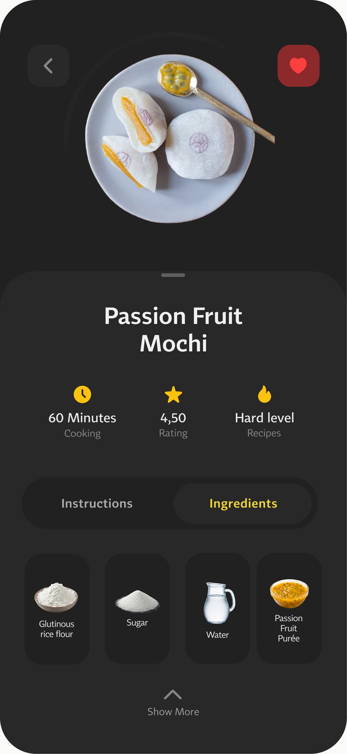 Fiche recette Passion Fruit Mochi : temps, note, difficulté et ingrédients illustrés