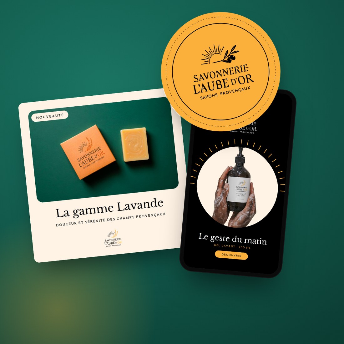 Savonnerie L'Aube d'Or : sticker, post Instagram et story