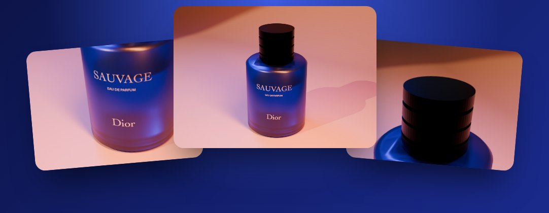Dior Sauvage, flacon de parfum modélisé sous Blender