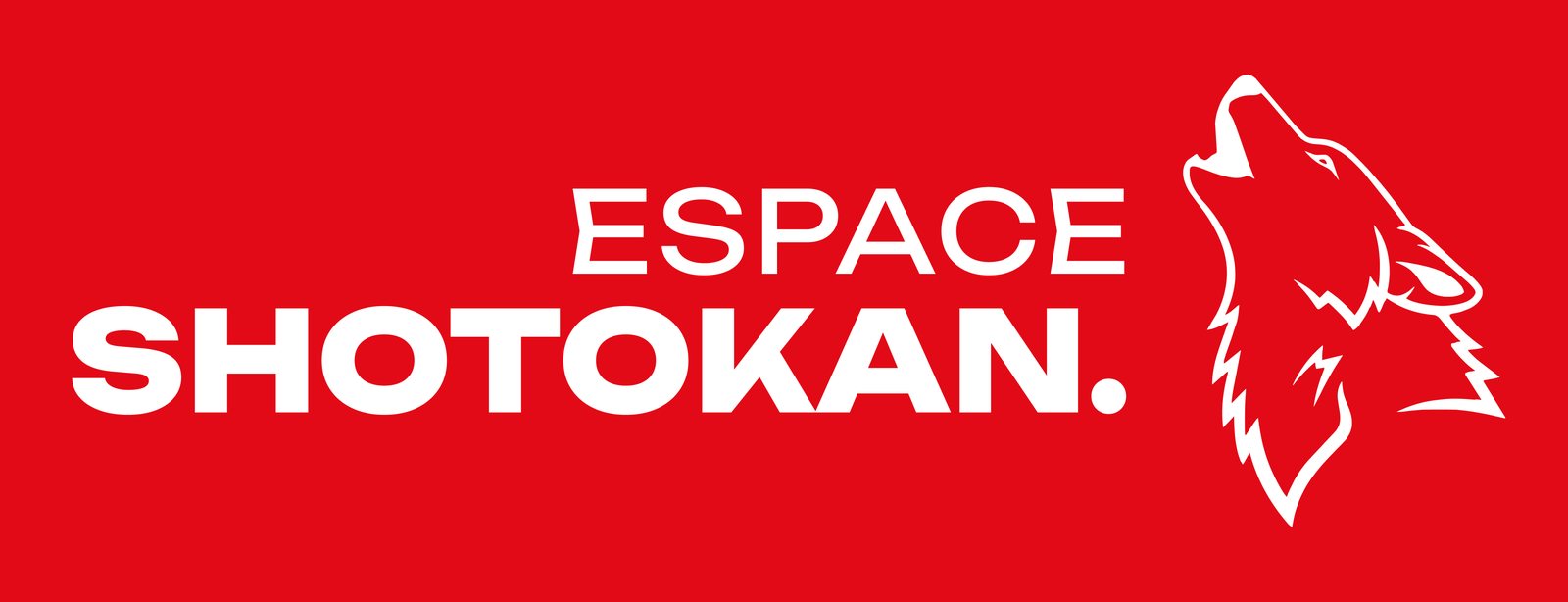 Logo Espace Shotokan blanc sur fond rouge