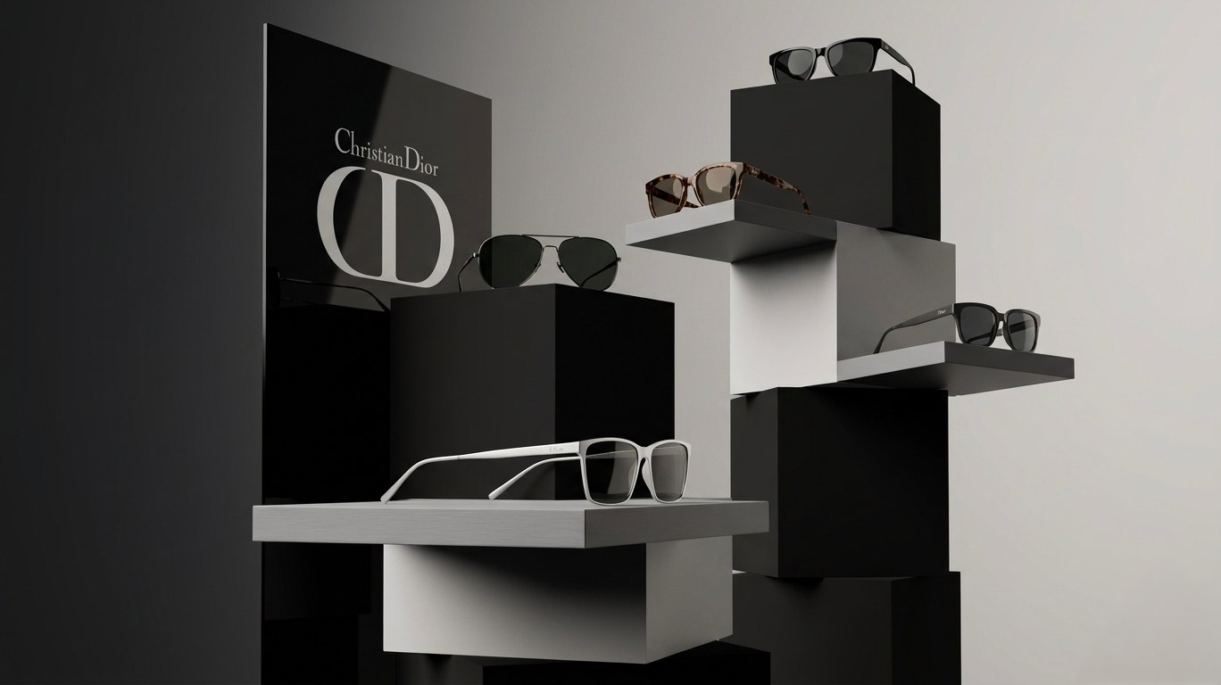 PLV Christian Dior, mise en situation sur fond bicolore